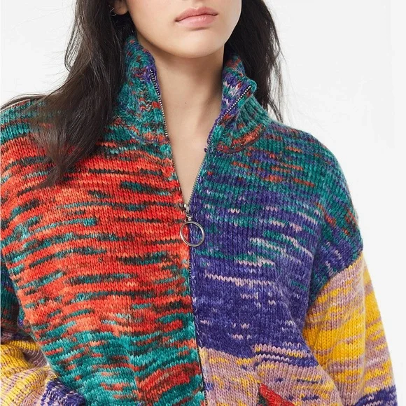 Urban Outfitters Colorful Zip-Front Sweater Jacket - Picture 7 of 11